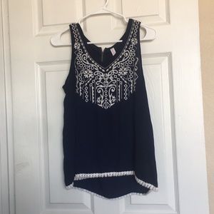 Navy and white tank top blouse